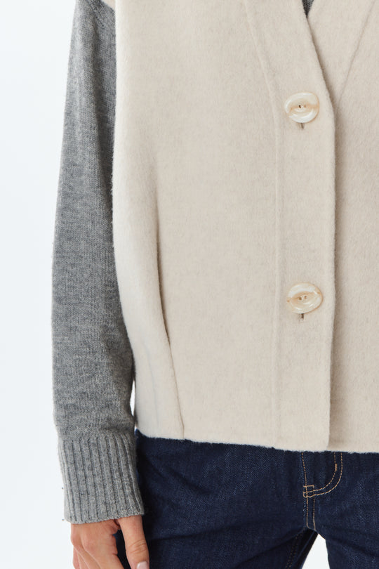 Gilet laine sans manches TINA 716809 Ecru