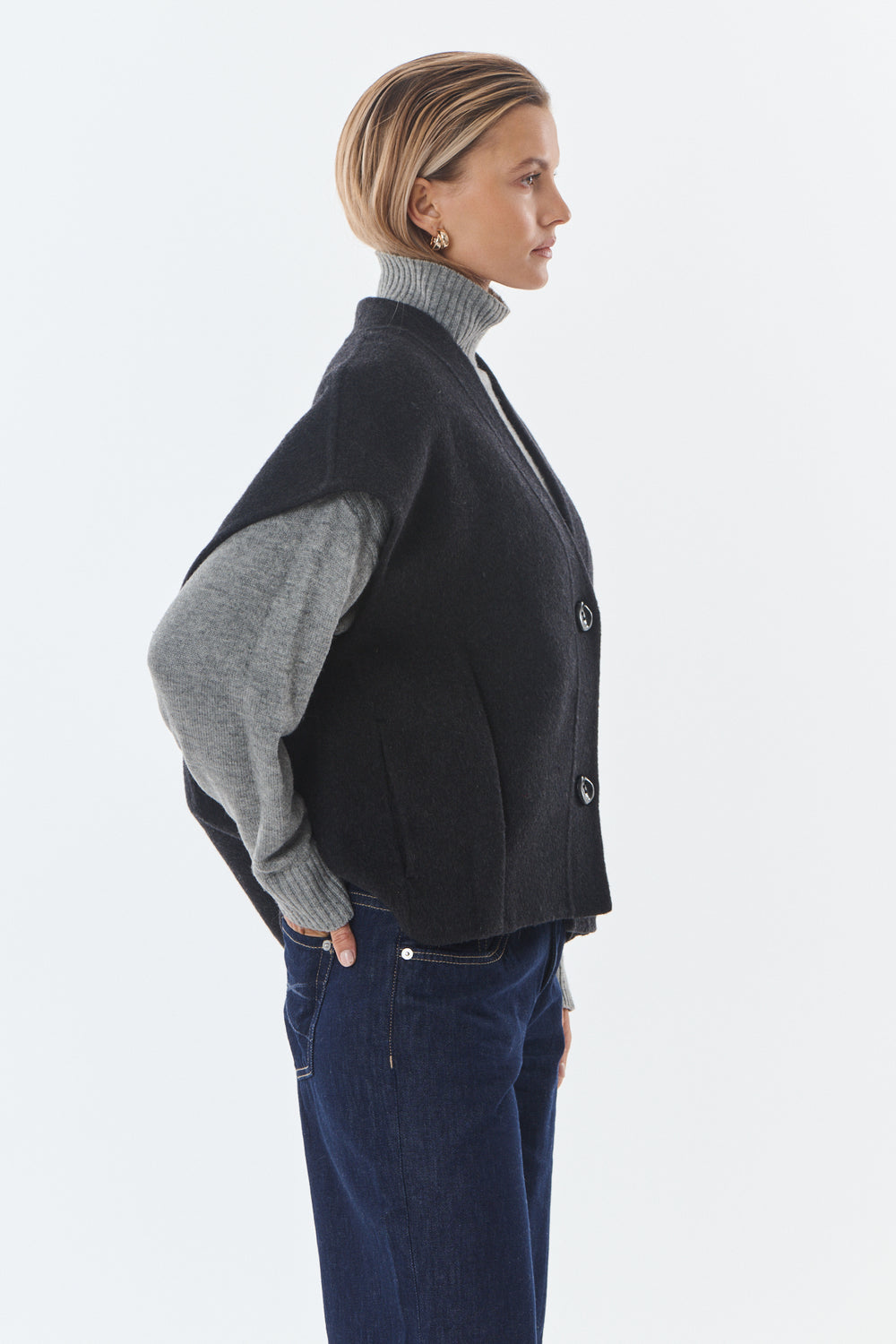 Gilet laine sans manches TINA 716809 Gris Chiné