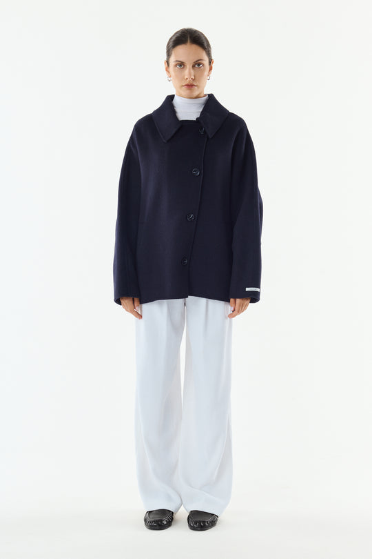 Veste laine manches looses Bleu marine PASCALE 25021