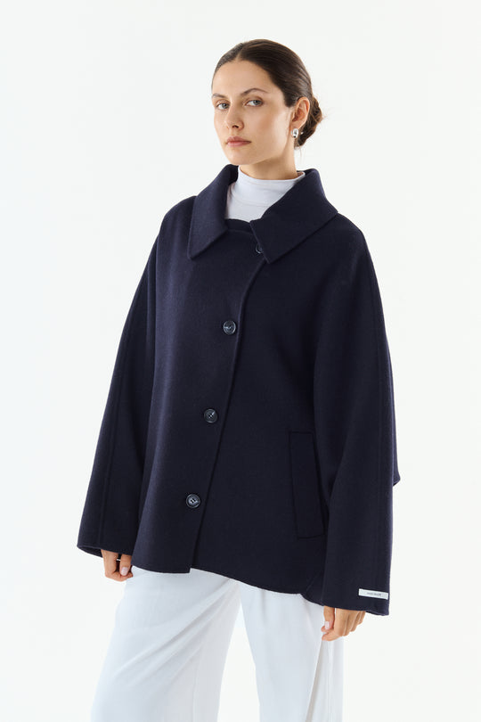 Veste laine manches looses Bleu marine PASCALE 25021