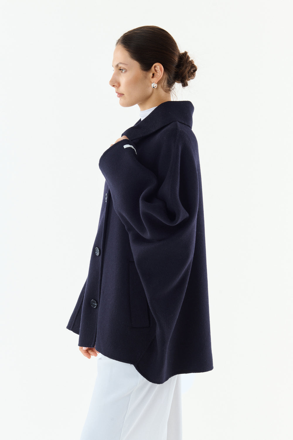 Veste laine manches looses Bleu marine PASCALE 25021