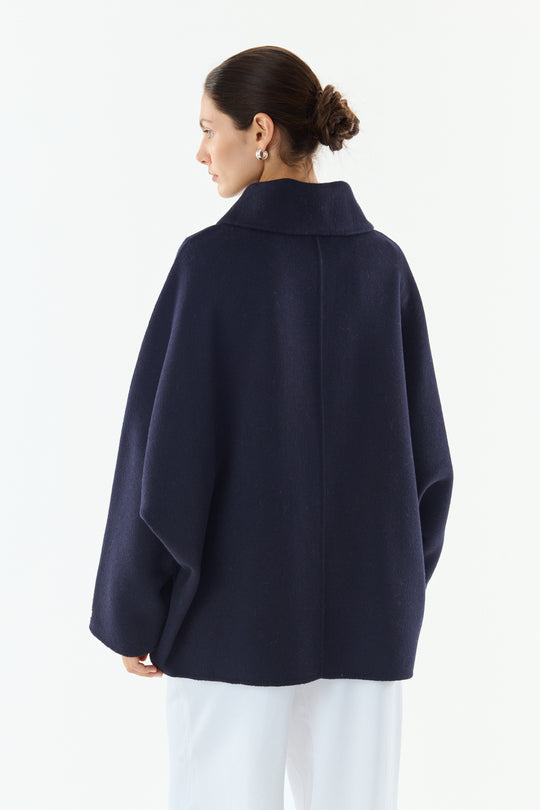 Veste laine manches looses Bleu marine PASCALE 25021