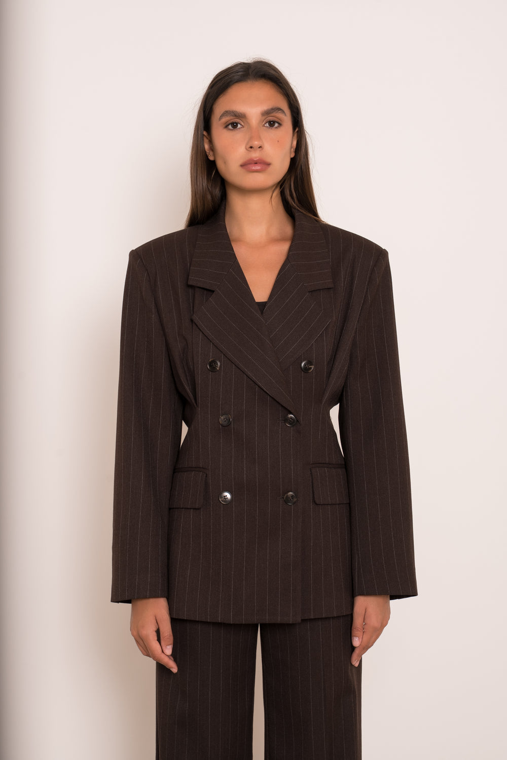 Blazer rayure pinces Choco 26172