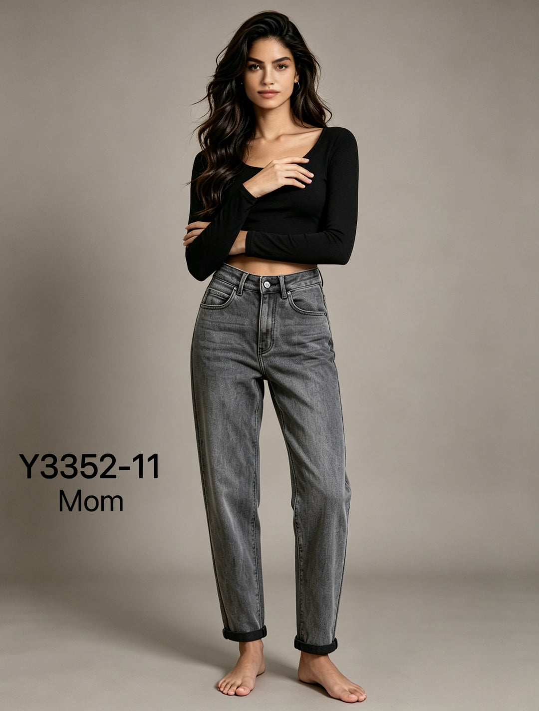 Jean mom gris Y3352-11