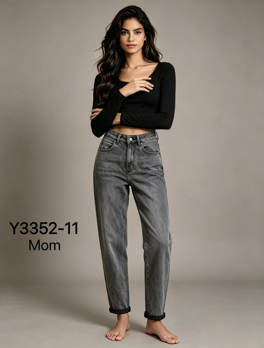 Jean mom gris Y3352-11