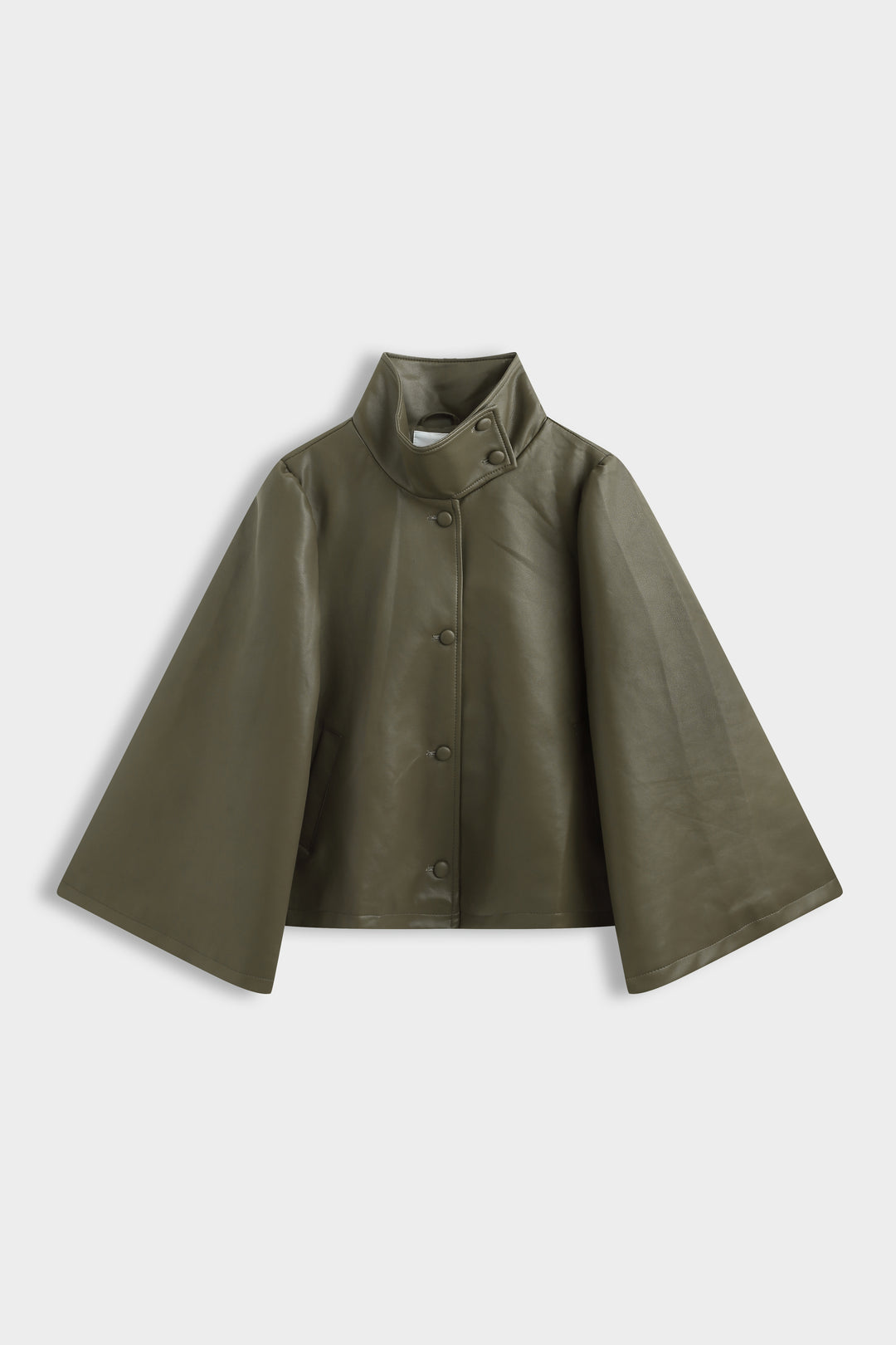 Veste similicuir manches larges kaki Cv2220