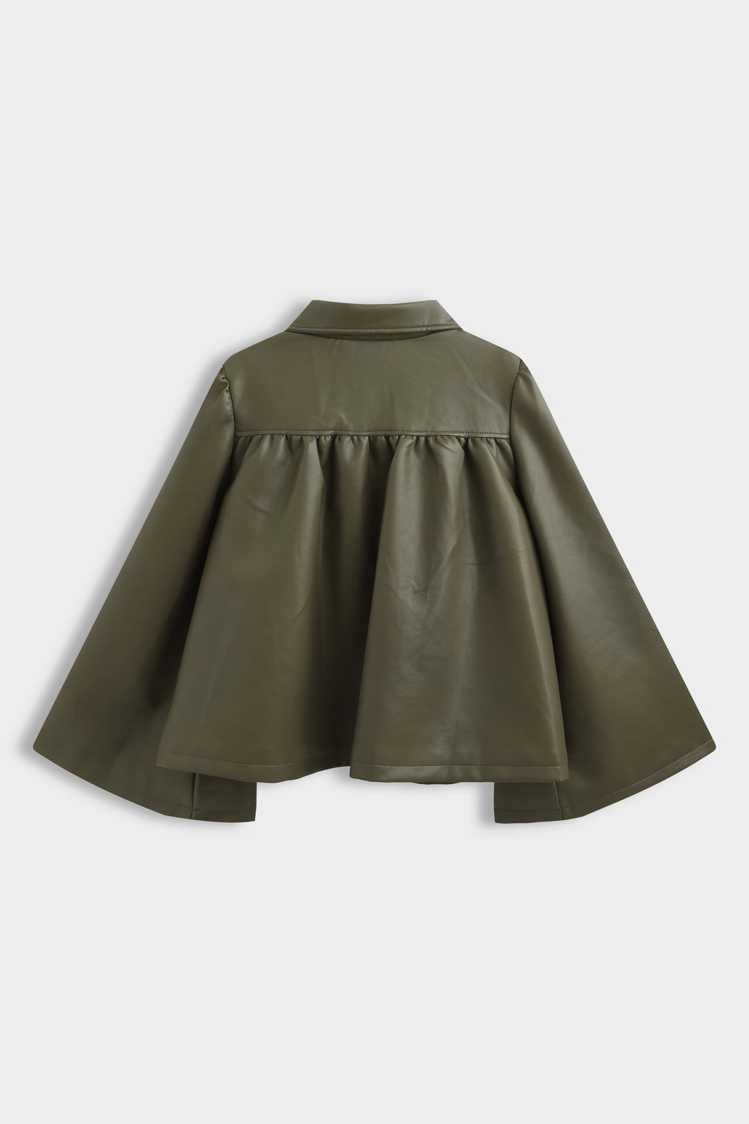 Veste similicuir manches larges kaki Cv2220