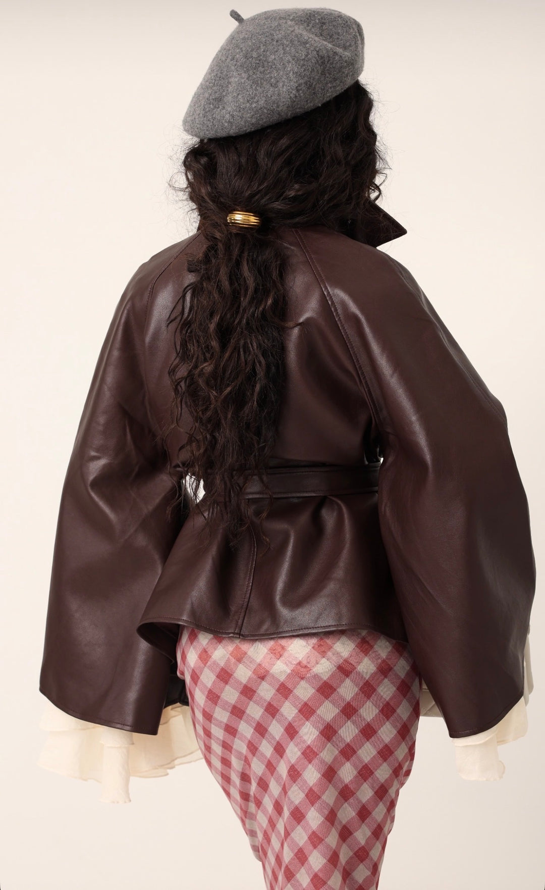 Veste similicuir ceinture manches longues 13985 Bordeaux