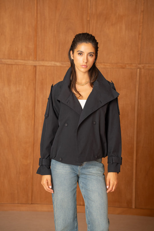 Veste trench Col montant 26099 bleu