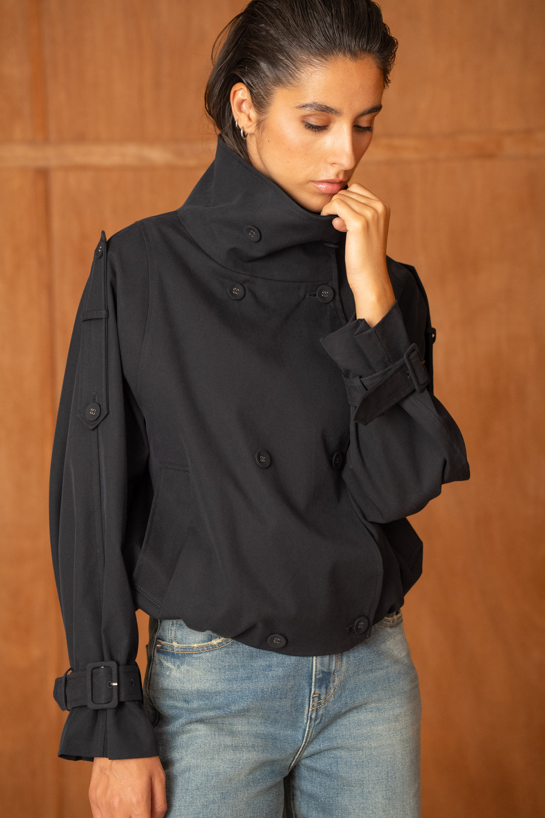 Veste trench Col montant 26099 bleu