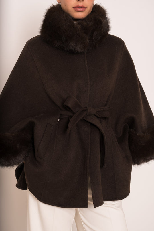 Manteau laine aux fourrures Choco 26134