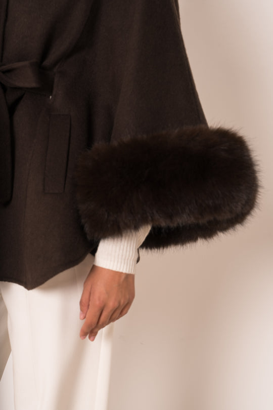 Manteau laine aux fourrures Choco 26134