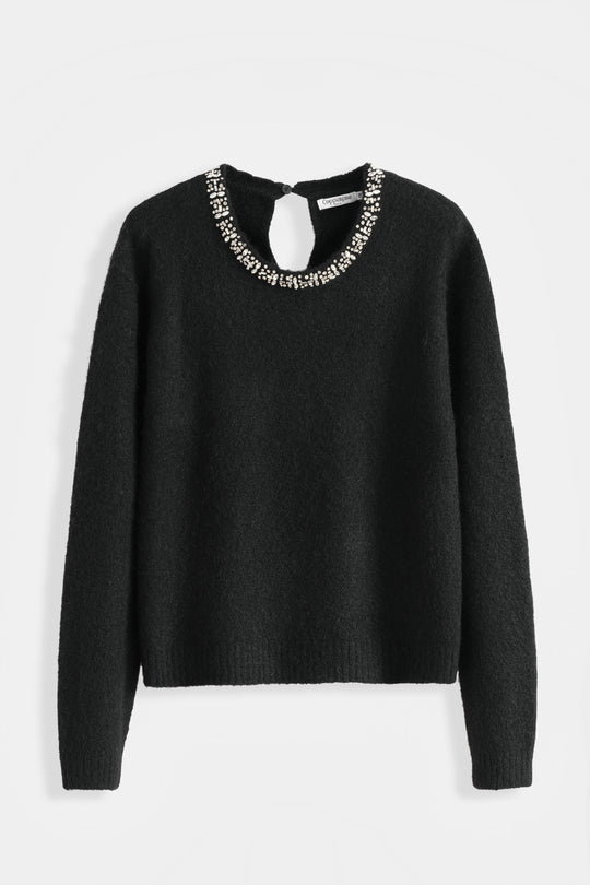 Pull col strass Noir 2628