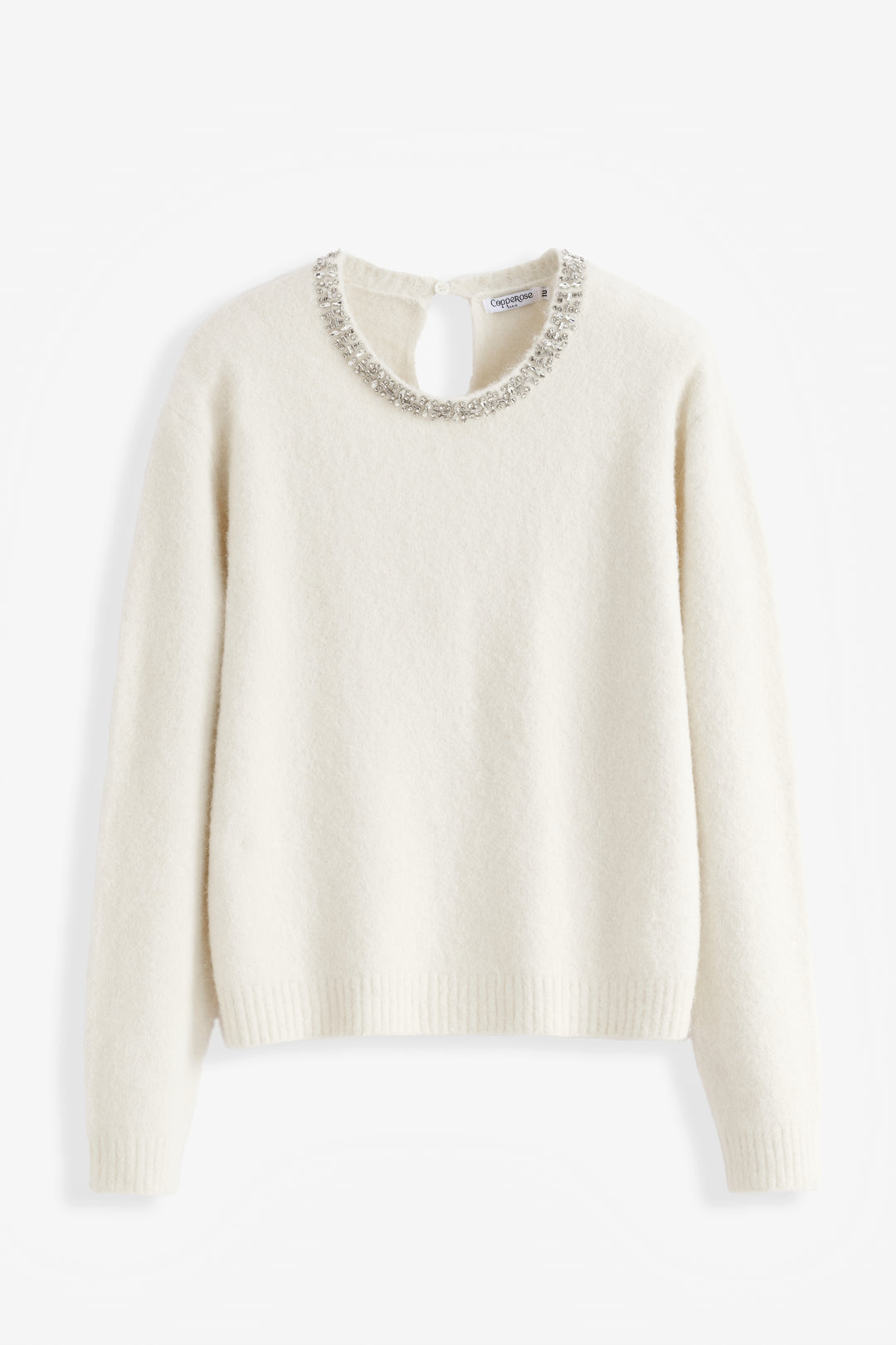 Pull col strass Ecru 2628