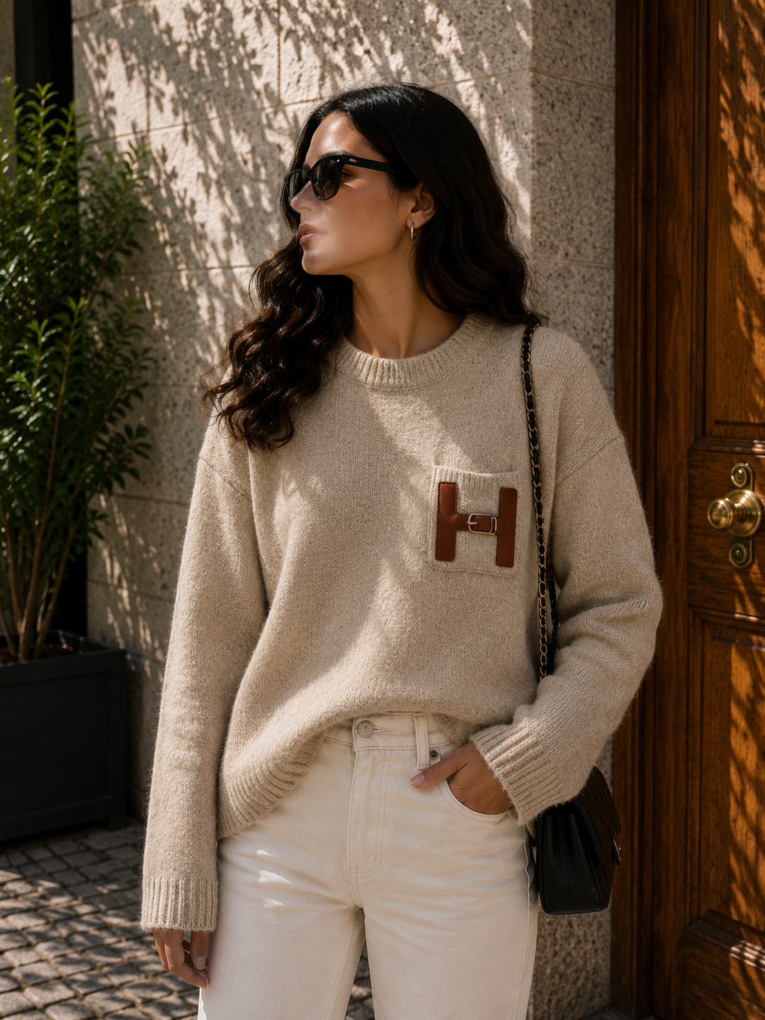 Pull en maille avec poche H SH755P