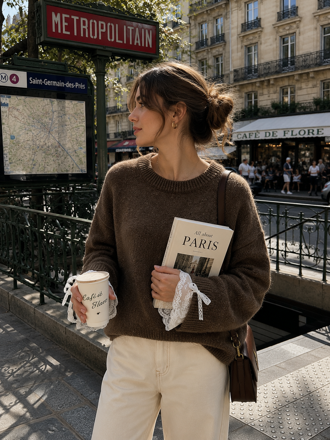 Pull en maille manches dentelles Choco SH759