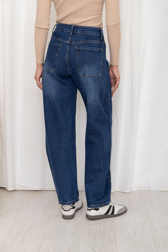 Jean mom Bleu foncé 78565