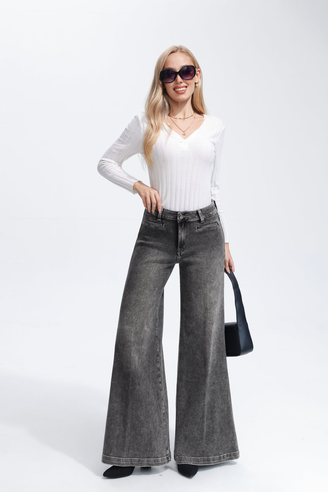 Jean patte d’éléphant Gris Jw9739