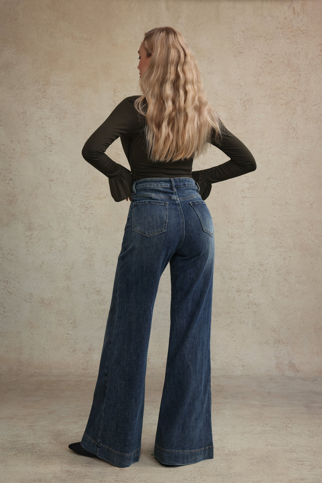Jean patte d’éléphant Bleu JW9689