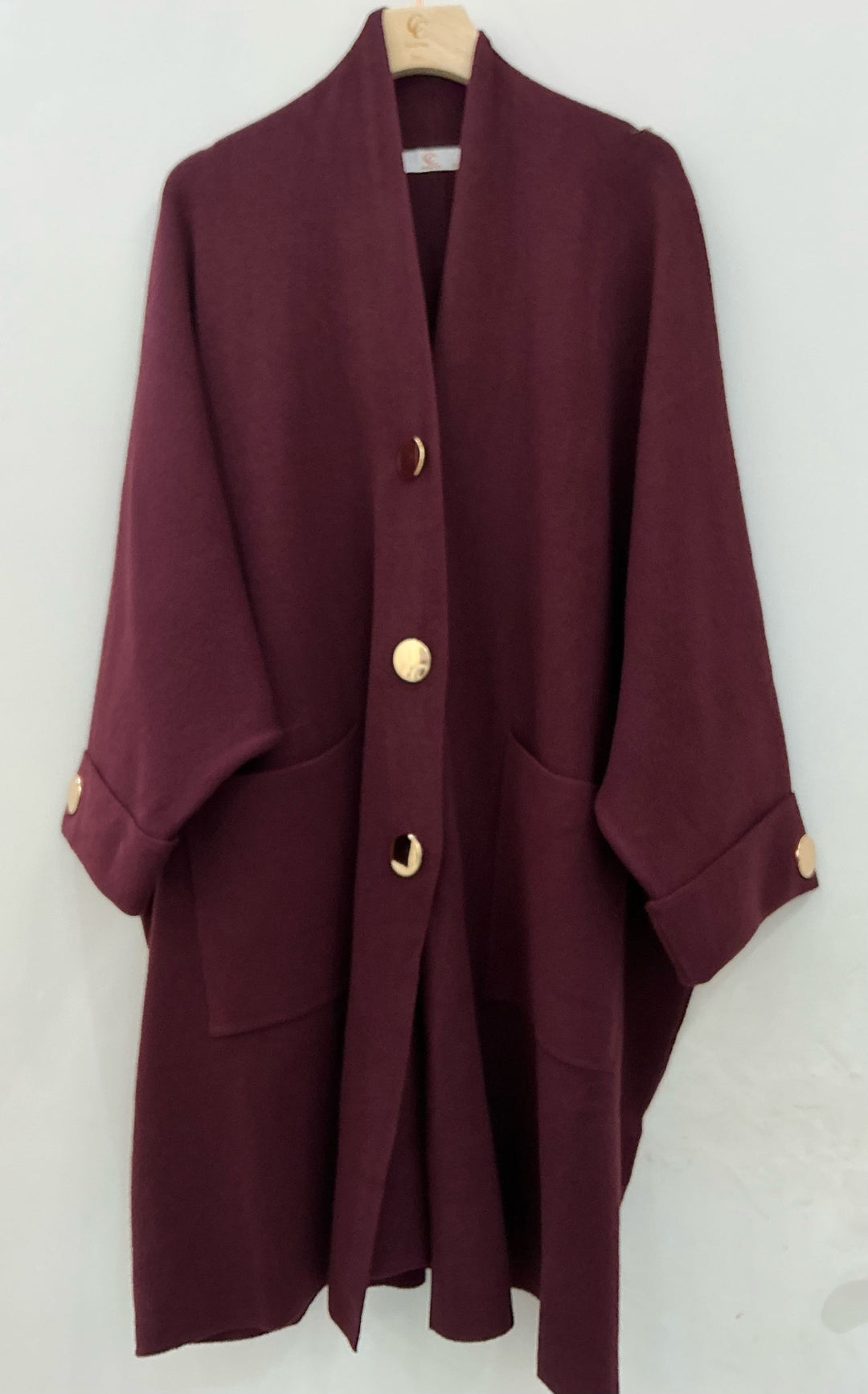 Gilet robe bouton or Bordeaux B1541