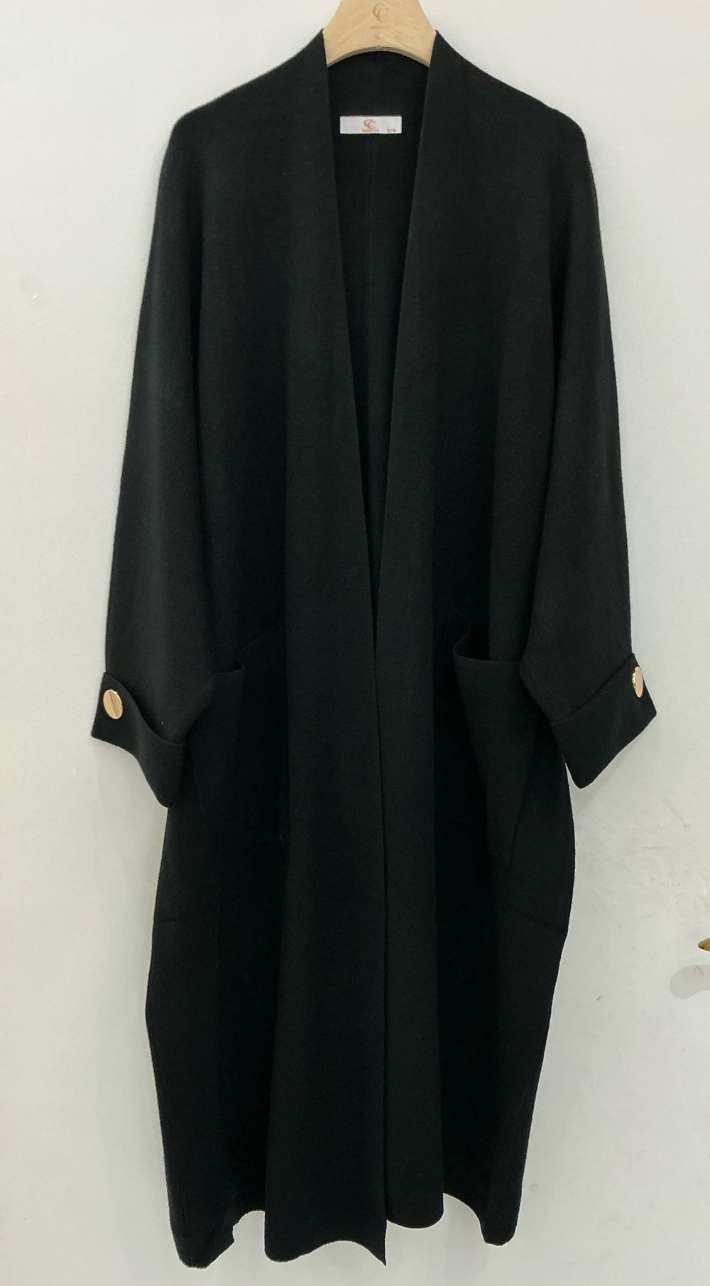 Gilet long bouton or B1713 Noir