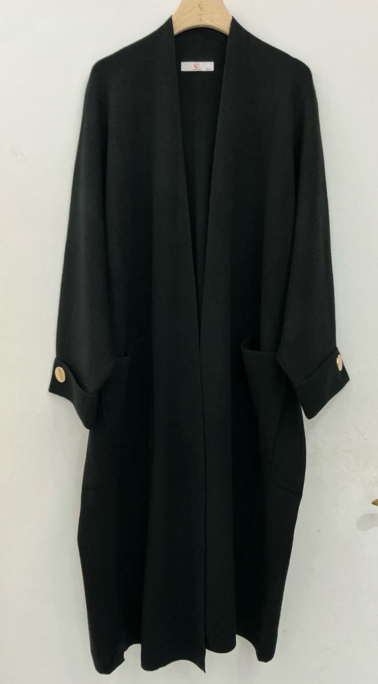 Gilet long bouton or B1713 Noir