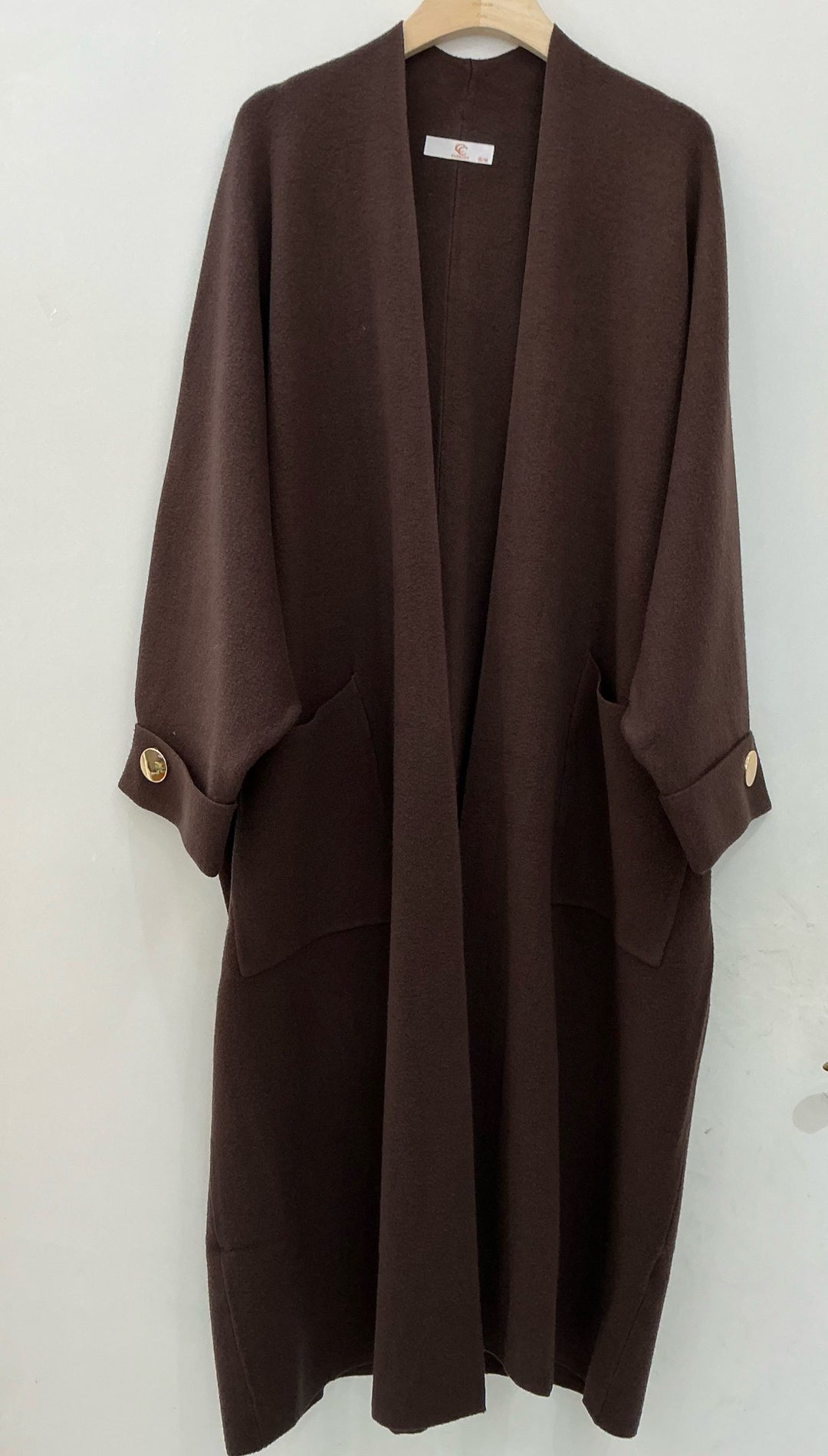 Gilet long bouton or B1713 Choco