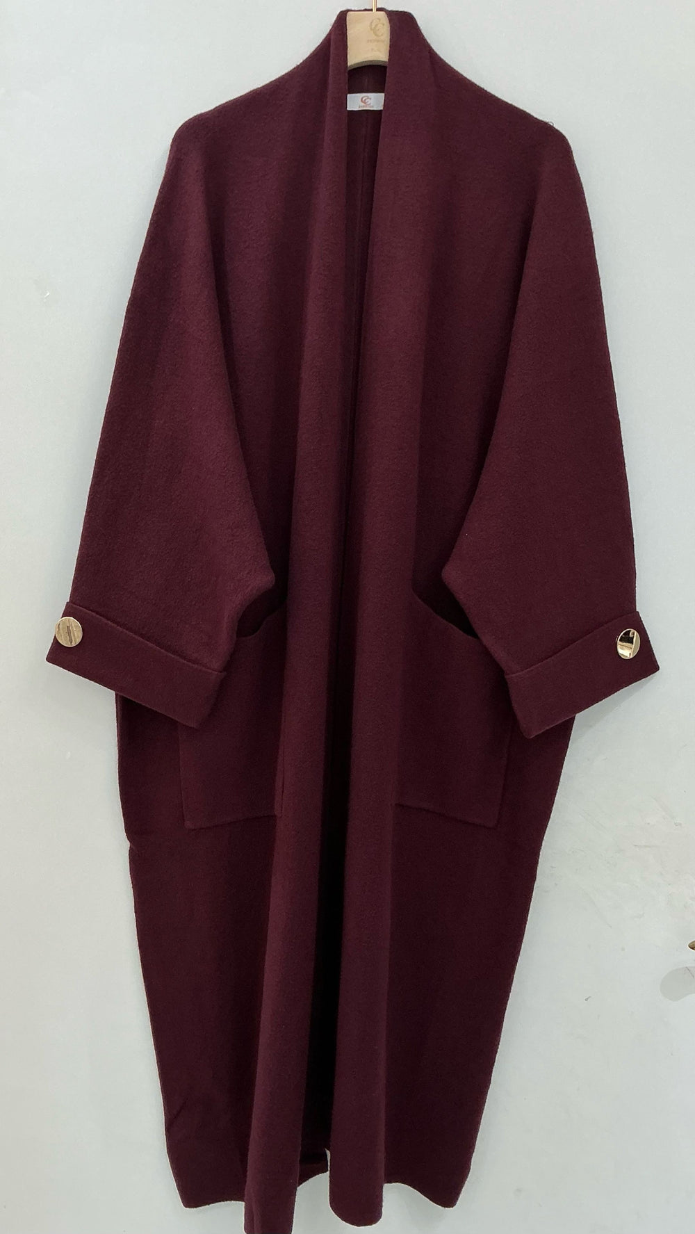 Gilet long bouton or B1713 Bordeaux