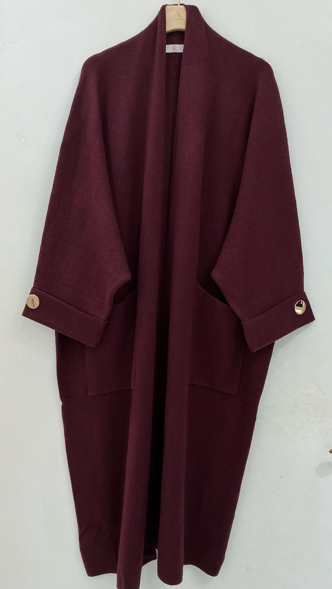 Gilet long bouton or B1713 Bordeaux
