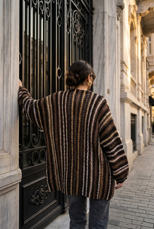 Gilet mi long multicolore choco 6015