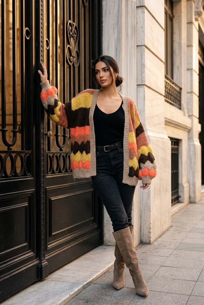 Gilet bouffants multicolore Orange 8003