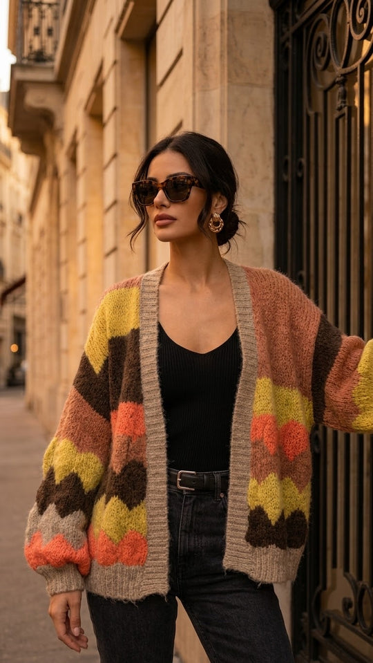 Gilet bouffants multicolore Orange 8003