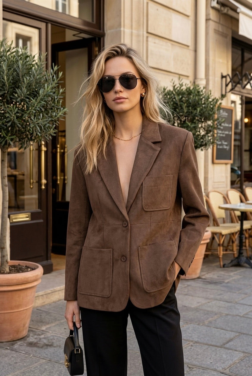 Blazer effet daim Coffe 66689