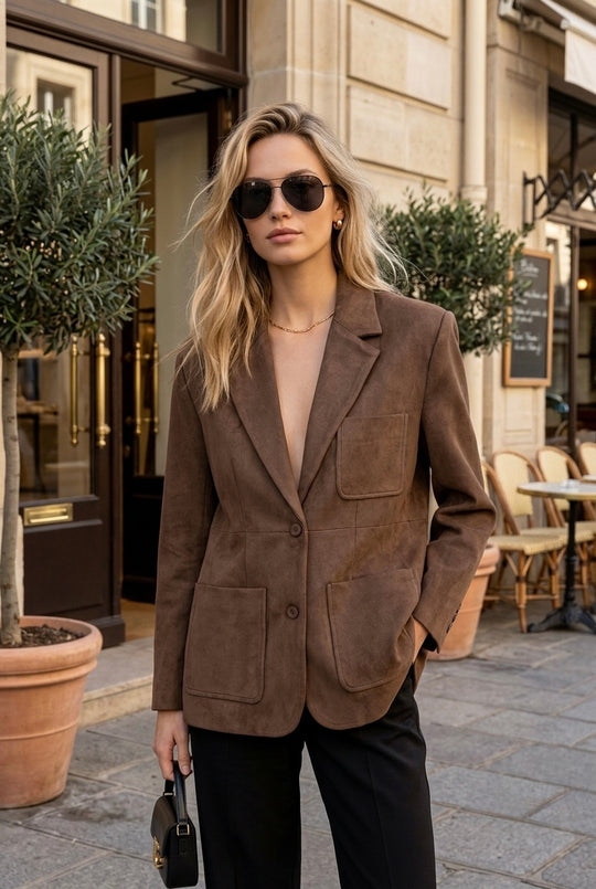 Blazer effet daim Coffe 66689