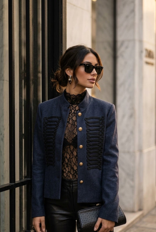 Veste officier bouton or Bleu Jean 7105