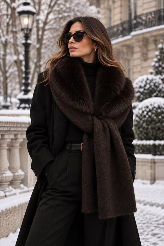 Écharpe col fourrure choco 68042