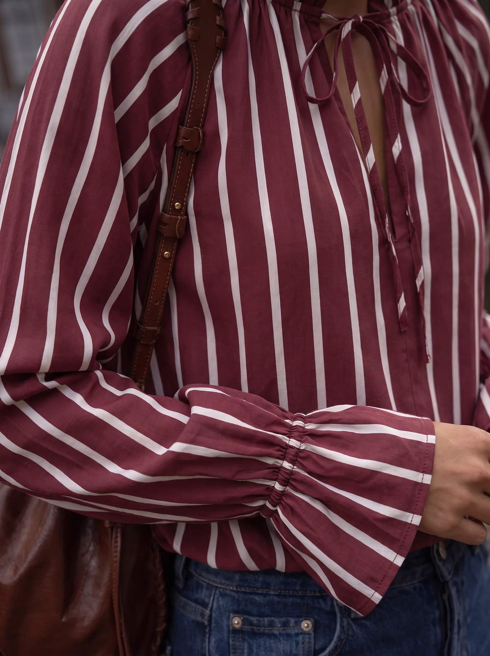 Blouse rayure Bordeaux H3072