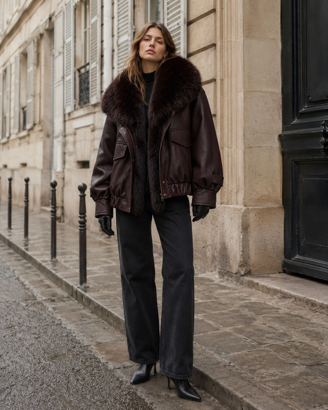 Veste similicuir fourrure amovible 202345 Bordeaux