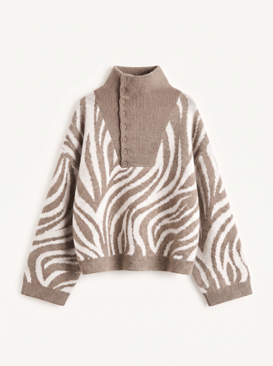Pull zèbre camel/beige B2034