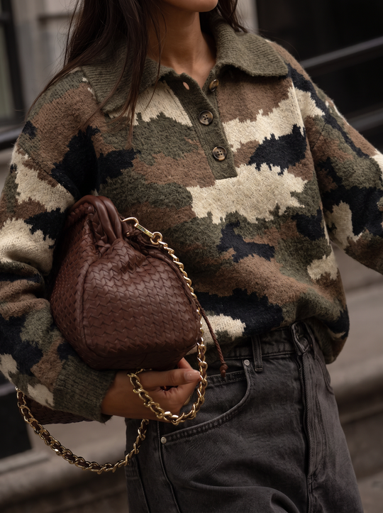 Pull camouflage col boutonné 2806
