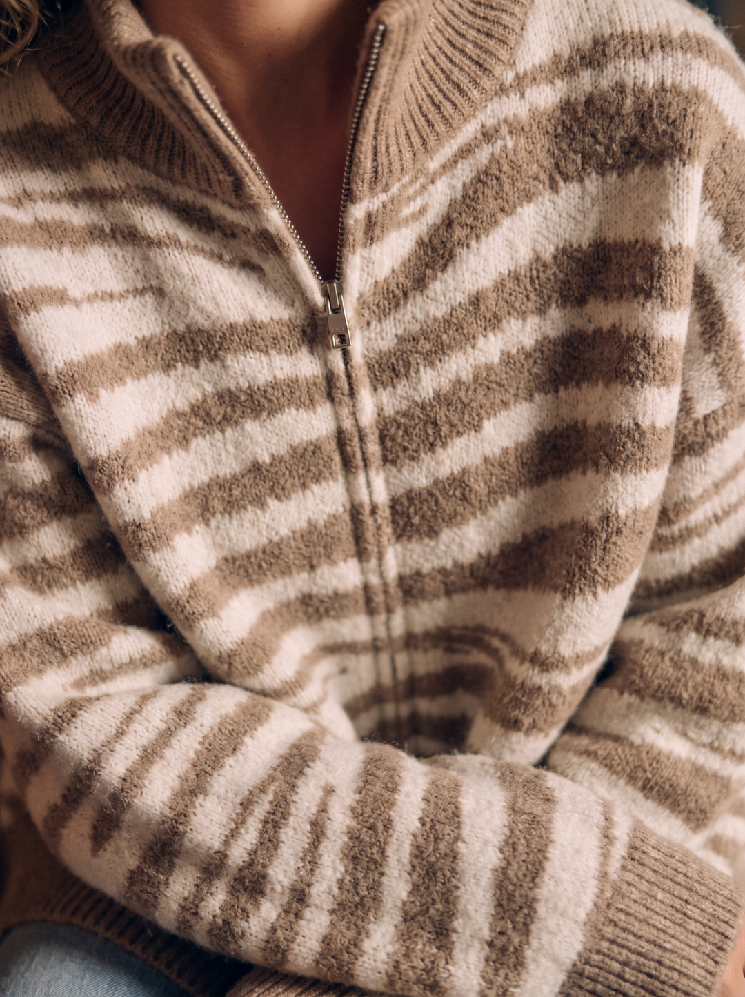 Gilet zèbre camel/beige B2033