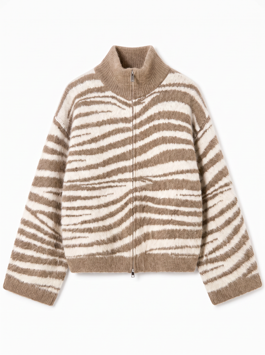 Gilet zèbre camel/beige B2033