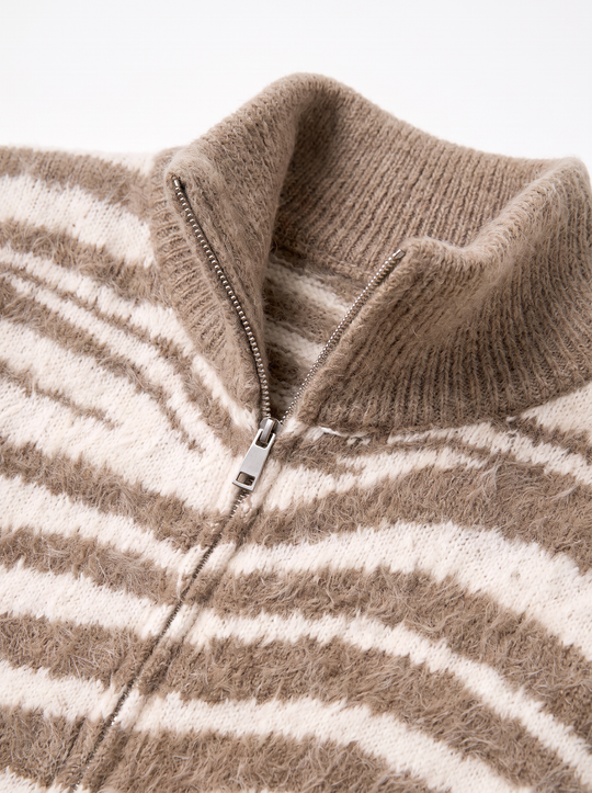 Gilet zèbre camel/beige B2033