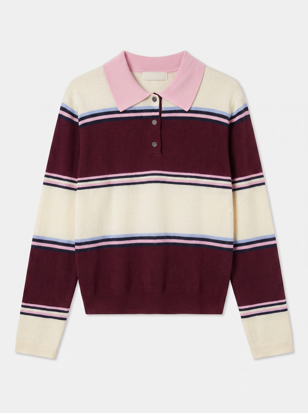 Pull rayure bordeaux/rose 2837