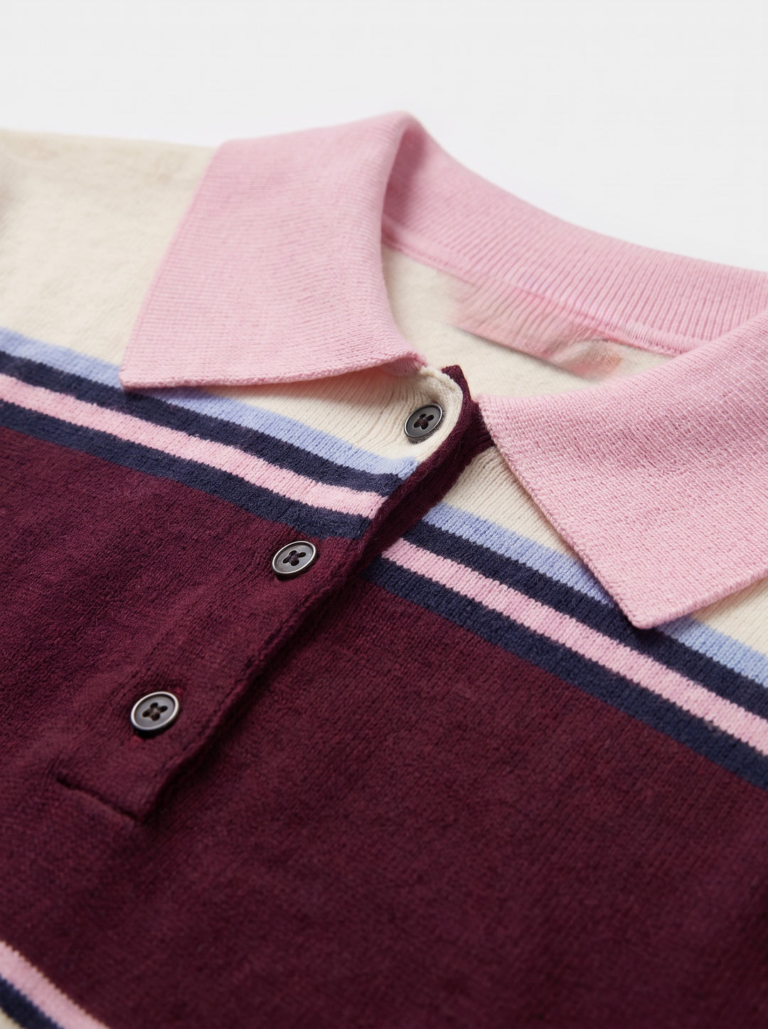 Pull rayure bordeaux/rose 2837