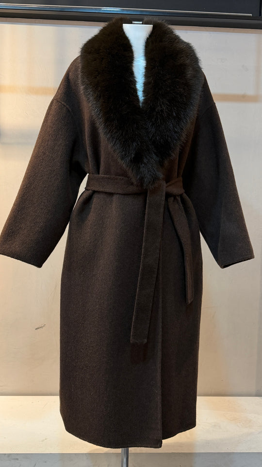 MANTEAU LAINE COL FAUSSE FOURRURE 017