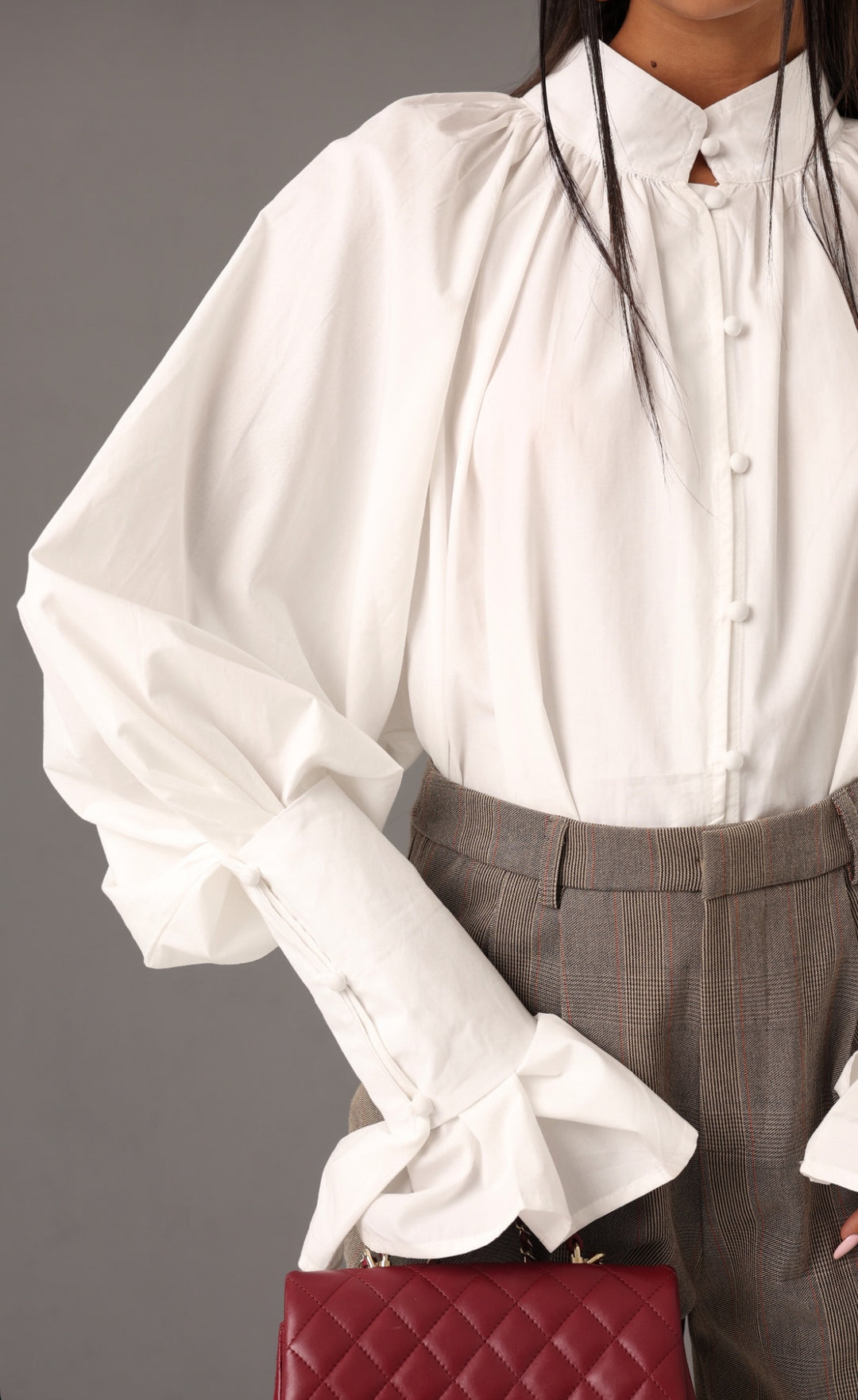 Blouse manches bouffante H15170 Blanc