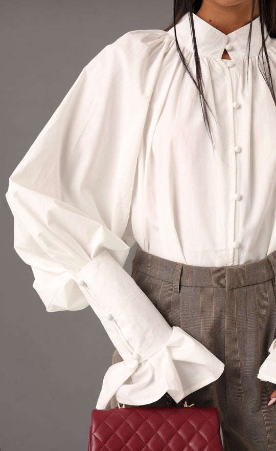 Blouse manches bouffante H15170 Blanc