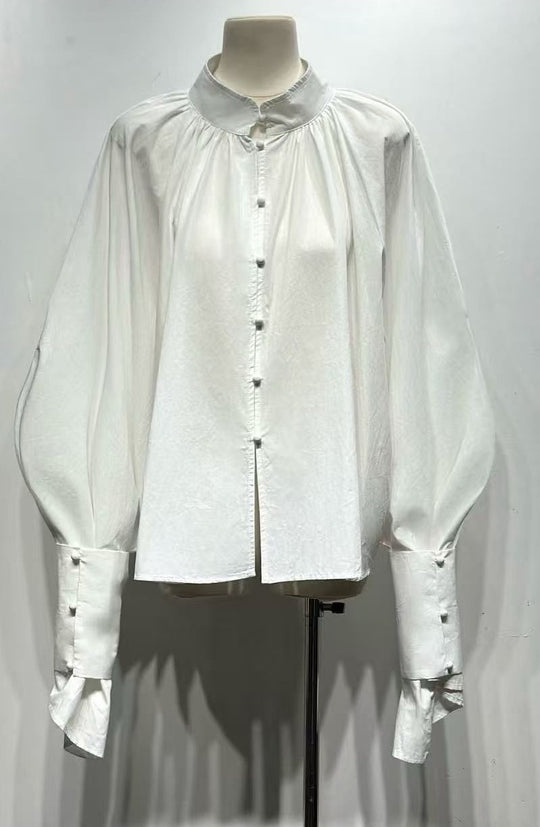 Blouse manches bouffante H15170 Blanc