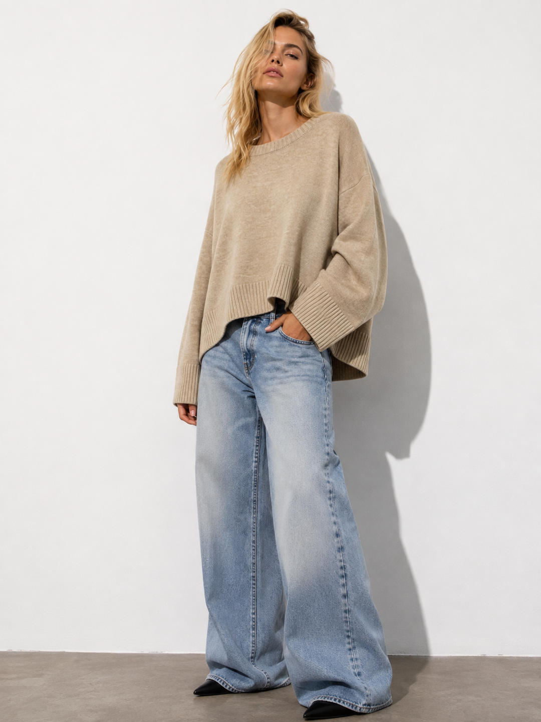 Pull simple loose PL4950 beige